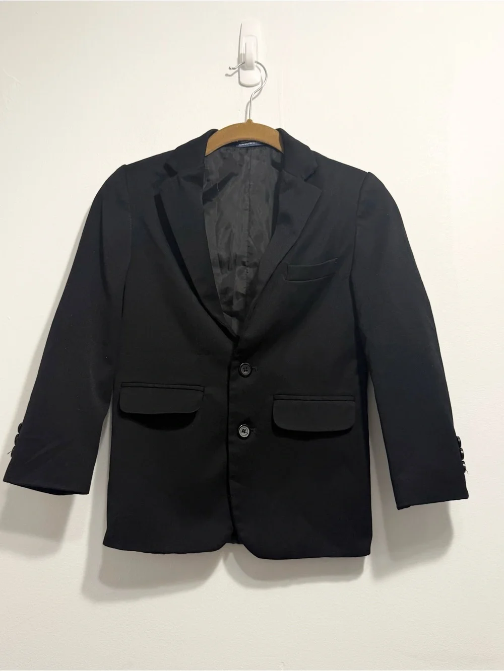 IZOD Boys Black Wool Blend Formal 2 Button Blazer Jacket Size 8 Regular
